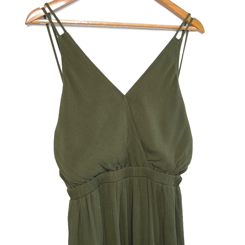 Lulus Womens Olive Green Crinkle Rayon Maxi Dress Backless Cutout Strappy Size S - Picture 4 of 8